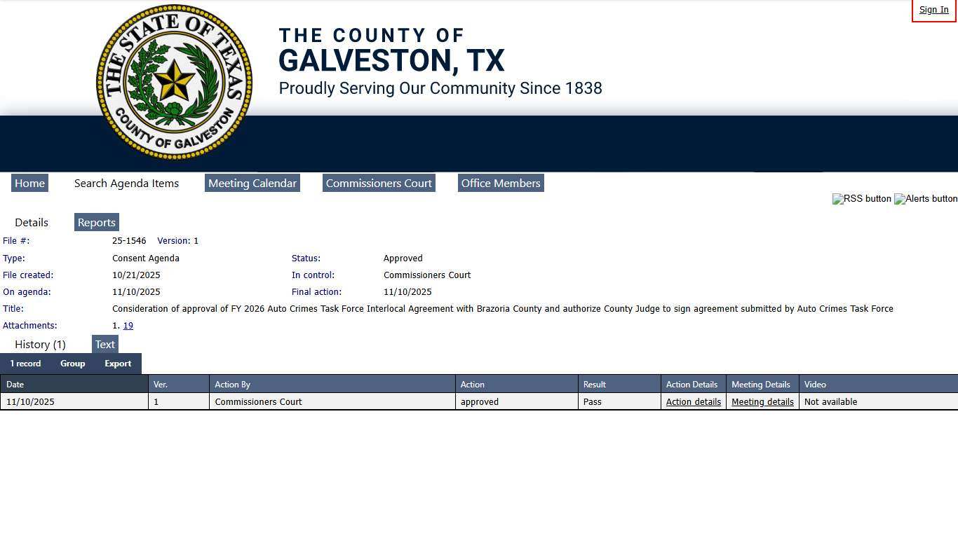 GALVESTON COUNTY, TEXAS - File #: 25-1546