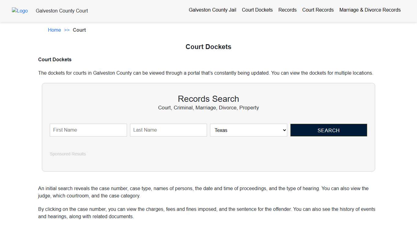 Court Dockets Galveston TX County Court