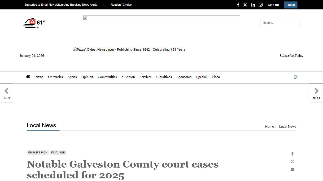 Notable Galveston County court cases scheduled for 2025 Local News The Daily News