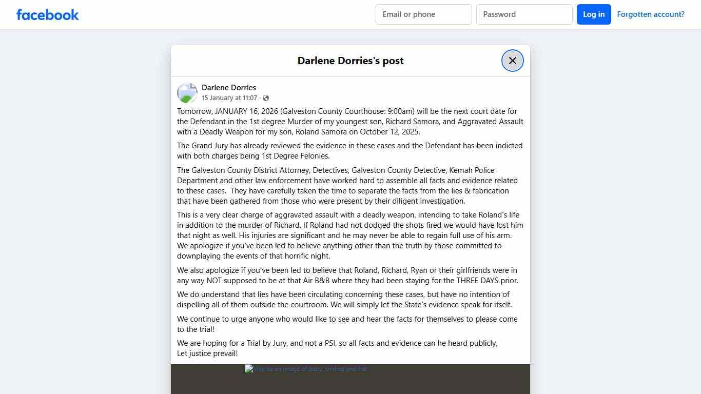 Darlene Dorries - Tomorrow, JANUARY 16, 2026 (Galveston... Facebook